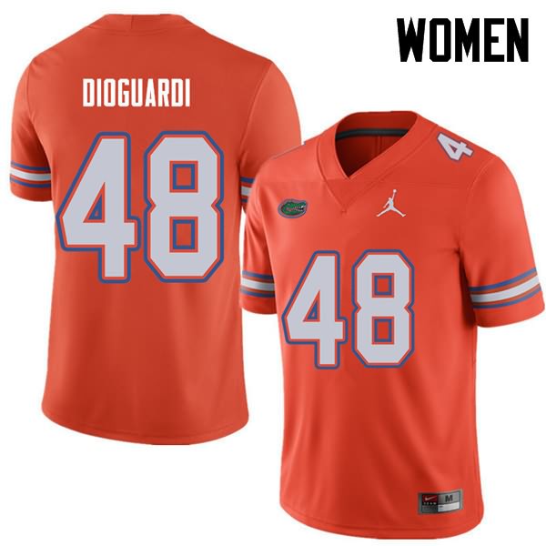 NCAA Florida Gators Brett DioGuardi Women's #48 Jordan Brand Orange Stitched Authentic College Football Jersey TNZ1564TH